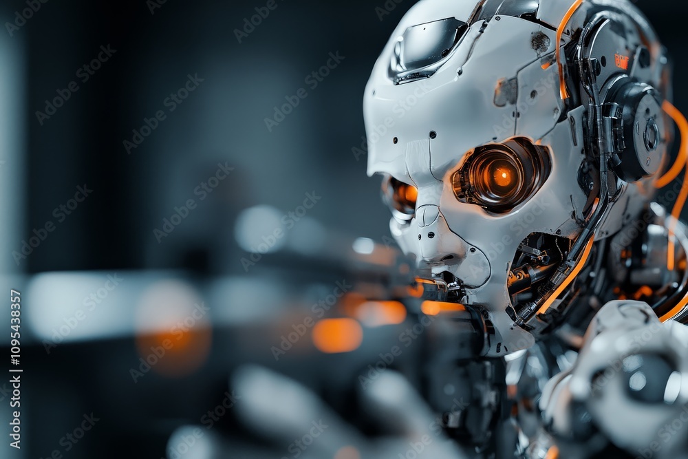 A humanoid robot with intricate machinery components holds a precise, high-tech weapon, showcasing advanced weaponry technology in a futuristic environment setting. A humanoid robot with intricate machinery components holds a precise, high-tech weapon, showcasing advanced weaponry technology in a futuristic environment setting.