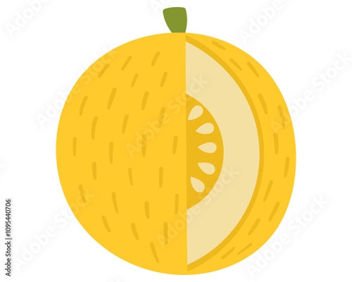 Fruit melon in cartoon hand drawn simple style. Editable variable color