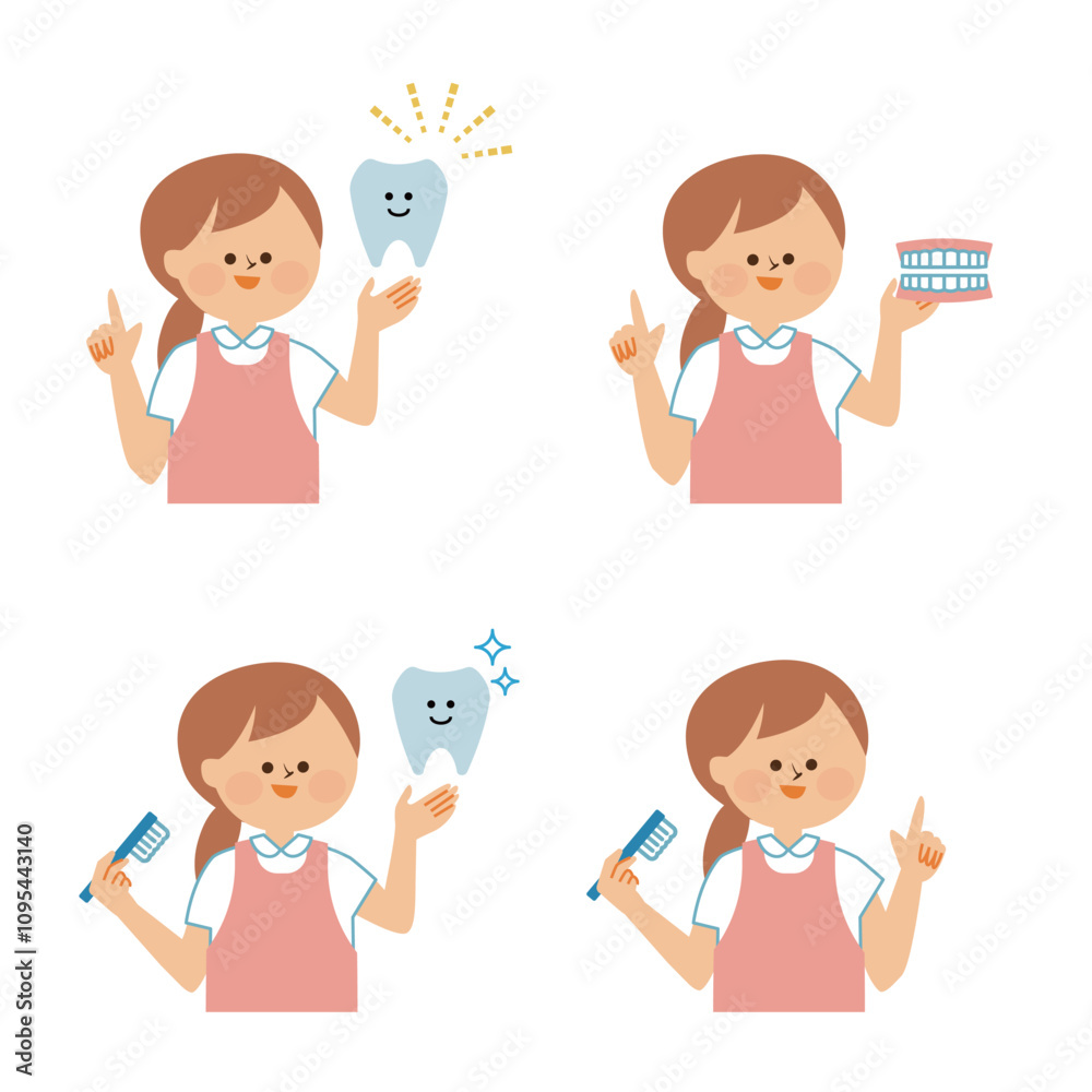 歯科　歯科衛生士　助手　セットイラスト素材