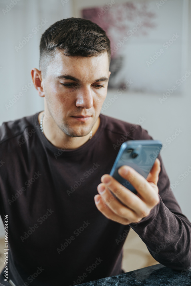 Man Focused on Smartphone: Financial Technology Man Focused on Smartphone: Financial Technology