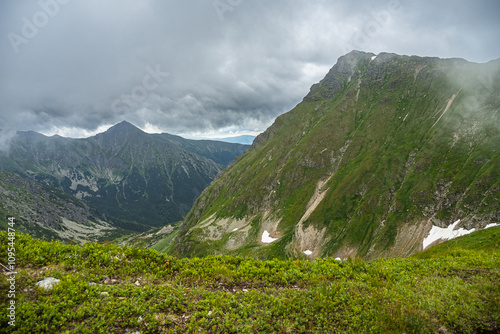 Obraz na płótnie landscape in the mountains, view of the Western Tatra Mountains - the Raćkowa valley w salonie