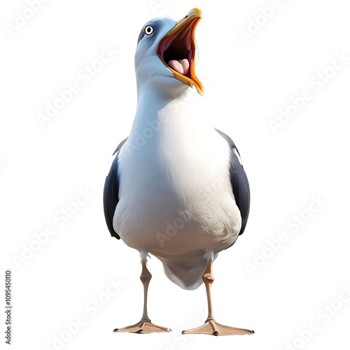 standing screaming seagull on transparent background photo