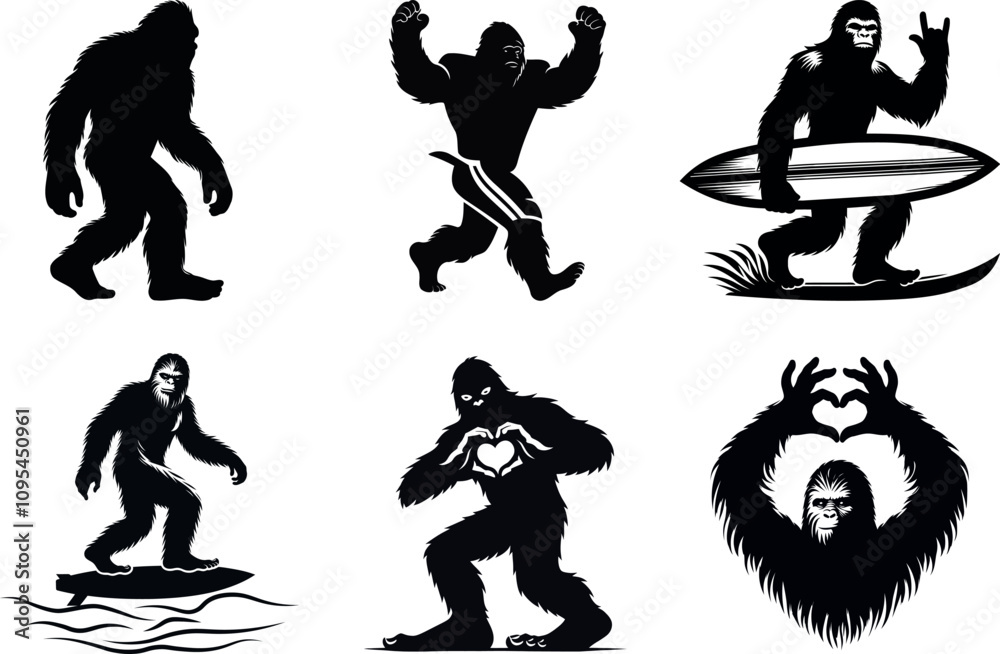 Wildlife Animal Bigfoot Silhouette Set01