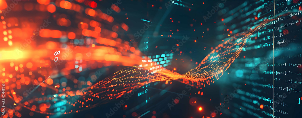 Fototapeta premium An abstract representation of similarity measurements in data science intertwining lines and nodes symbolizing connections in a network bright colors on a
