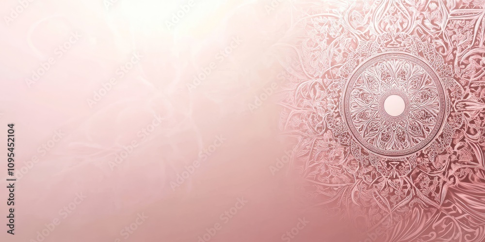 Islamic Style Mandala on Pastel Pink Background Displaying Elegant Calligraphy Islamic Style Mandala on Pastel Pink Background Displaying Elegant Calligraphy
