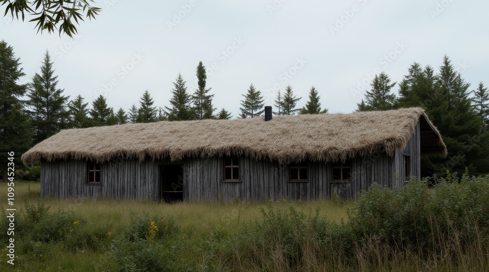 Old Viking Longhouse in Norway's Landscape Old Viking Longhouse in Norway's Landscape