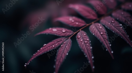 Long Leaves with Dark Background and Magenta Tones photo