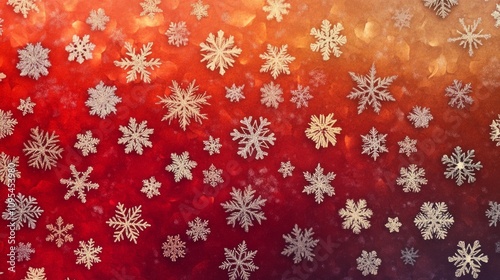 Snowflakes Dancing on a Warm Red Gradient Christmas Background