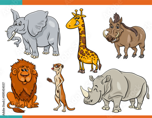 Obraz na płótnie cartoon funny wild animals comic characters set w salonie