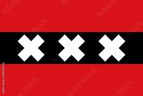 Flag of Amsterdam city, Netherlands
