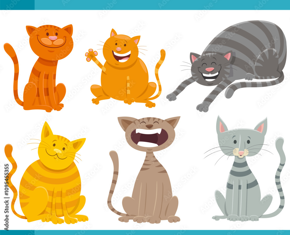 Fototapeta premium cartoon cats and kittens animal characters set
