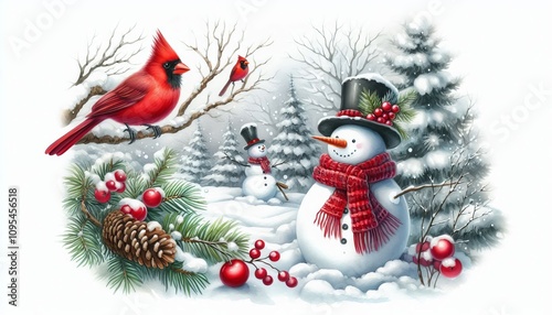 Red cardinal is perched on a branch