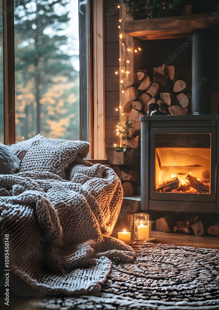 Fototapeta premium fireplace in the room