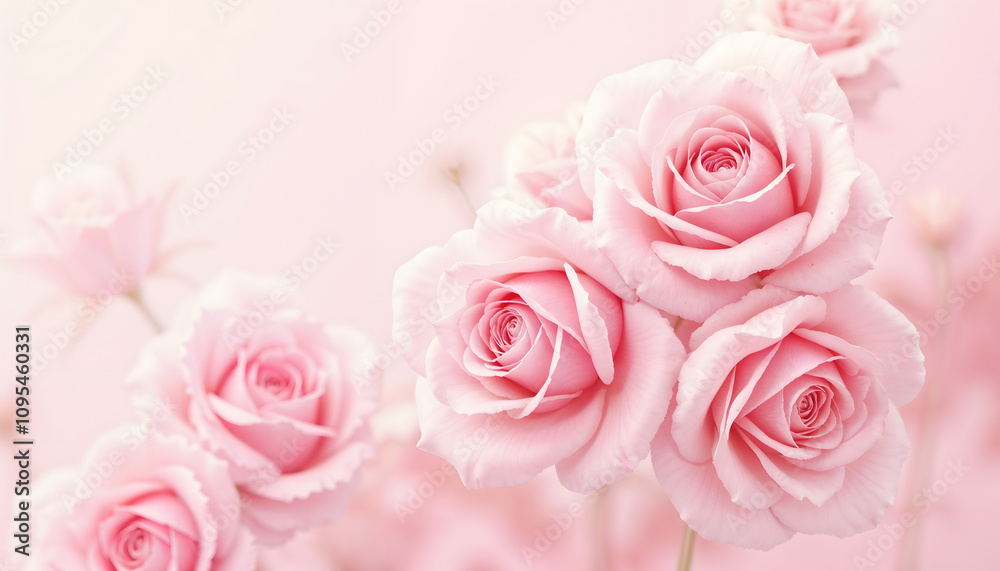 Abstract blush pink roses in bloom with delicate petals on a soft watercolor background Abstract blush pink roses in bloom with delicate petals on a soft watercolor background