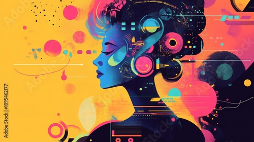 Vibrant artistic representation of human-AI interaction