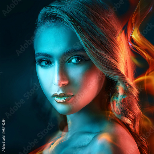 Fire and Ice: Dramatic Portrait in Dual Color Lighting
