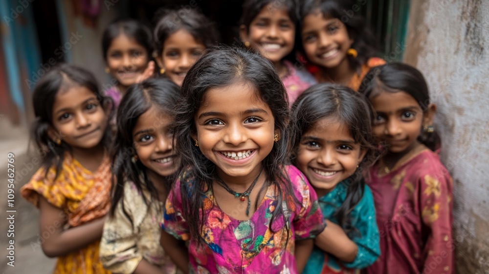 Happy group of smiling girls in a close-up shot. Happy group of smiling girls in a close-up shot.