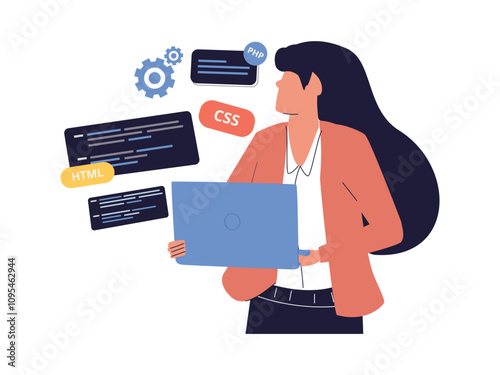 Software and frontend development abstract concept vector illustration set. HTML5 website development, wearable mobile