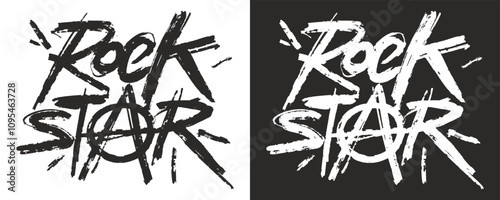 Black and white rock star logo design