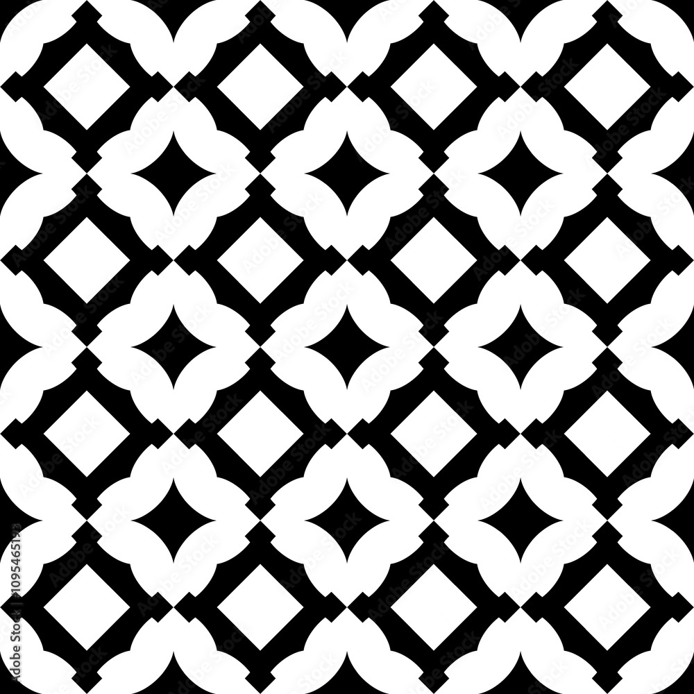 Naklejka premium Seamless pattern with geometric motifs in black and white