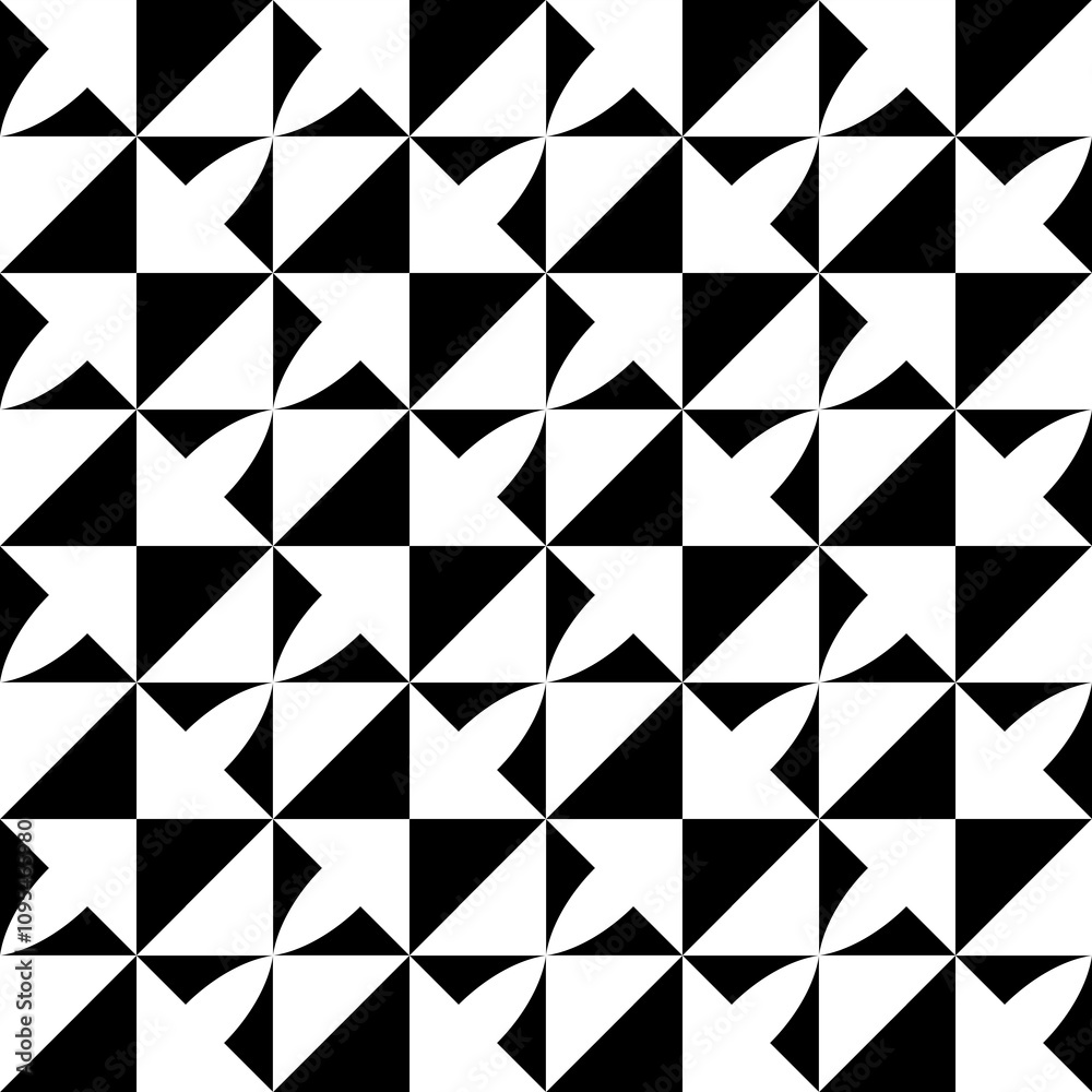 Seamless pattern with geometric motifs in black and white Seamless pattern with geometric motifs in black and white