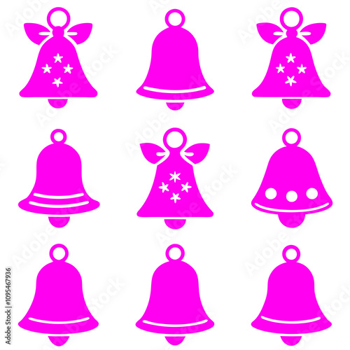 Sets of Christmas bell colorful icon set on white background