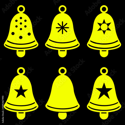 Sets of Christmas bell colorful icon set on white background