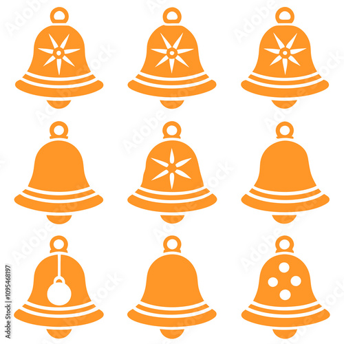 Sets of Christmas bell colorful icon set on white background