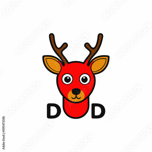 cute deer head vector illustration with text Dad with white background 