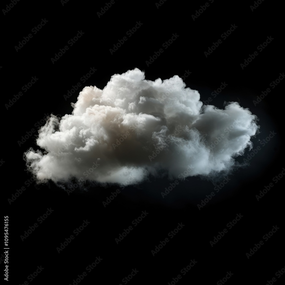 A single cloud floating in the air, isolated on a black background. Suitable for designs, this white cloud or fog creates an abstract effect. Whether its mist, haze, or dust, this ethereal cloud stan A single cloud floating in the air, isolated on a black background. Suitable for designs, this white cloud or fog creates an abstract effect. Whether its mist, haze, or dust, this ethereal cloud stan