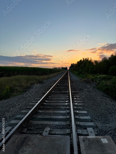 railway in the sunset