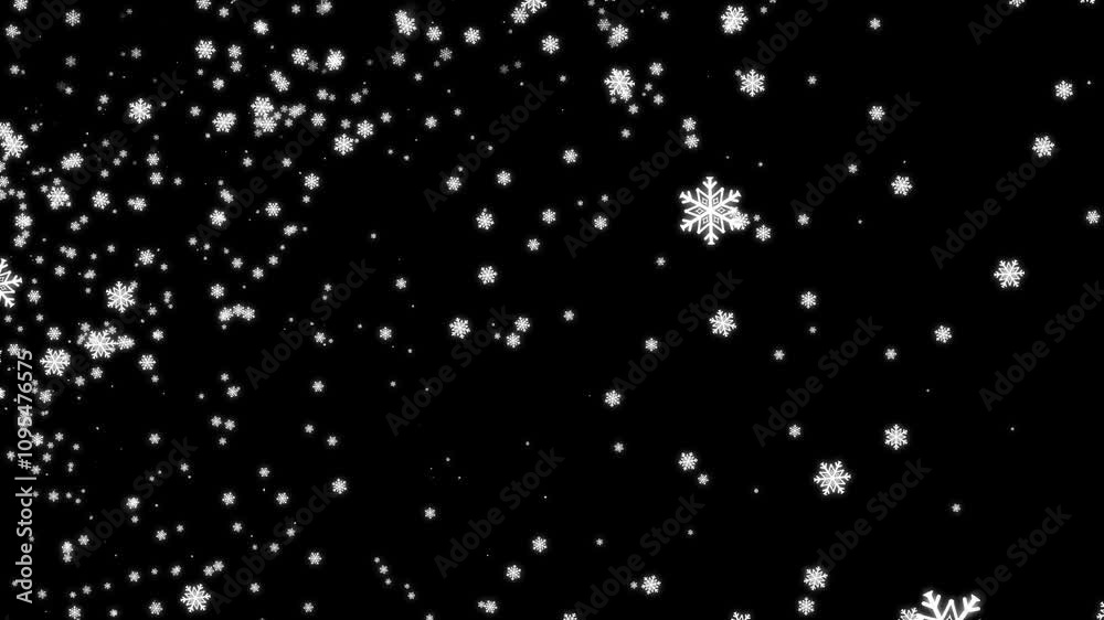 Falling snowflakes on a black background. Motion graphic video animation theme christmas V2 Falling snowflakes on a black background. Motion graphic video animation theme christmas V2