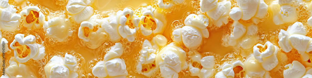 Buttery Popcorn Paradise: A close-up of freshly popped popcorn, glistening with melted butter. Buttery Popcorn Paradise: A close-up of freshly popped popcorn, glistening with melted butter.