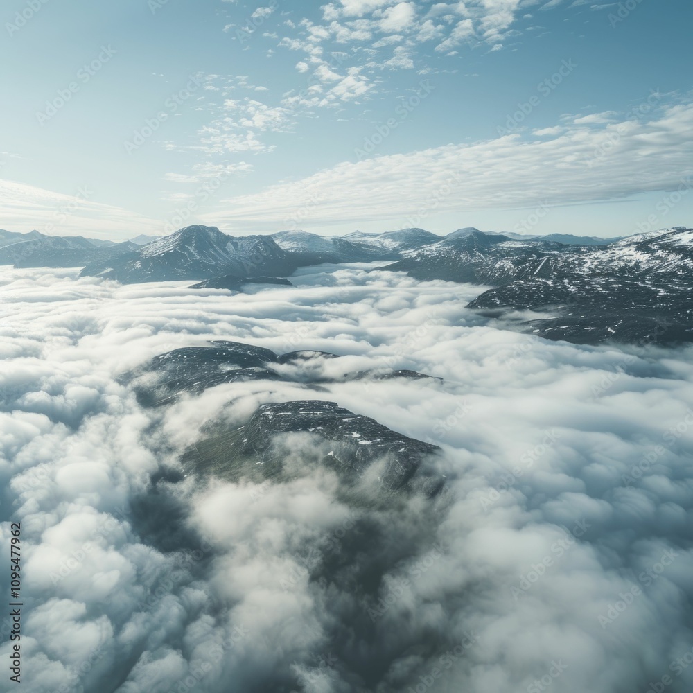 Norway Panoramic view of clouds over plateau in Hardangervidda National Park