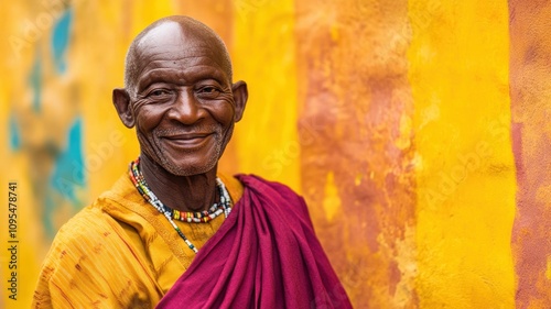 Kind Elderly African Man in Traditional Robes