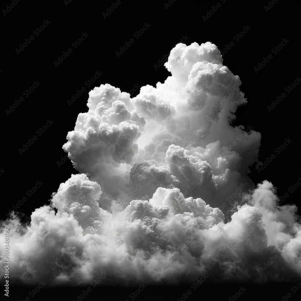 white fluffy clouds isolated on a black background, white fluffy clouds isolated on a black background