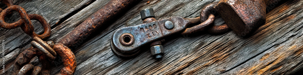 Rustic Relics: An assortment of antique farm tools, displayed on a rustic wooden table. Rustic Relics: An assortment of antique farm tools, displayed on a rustic wooden table.
