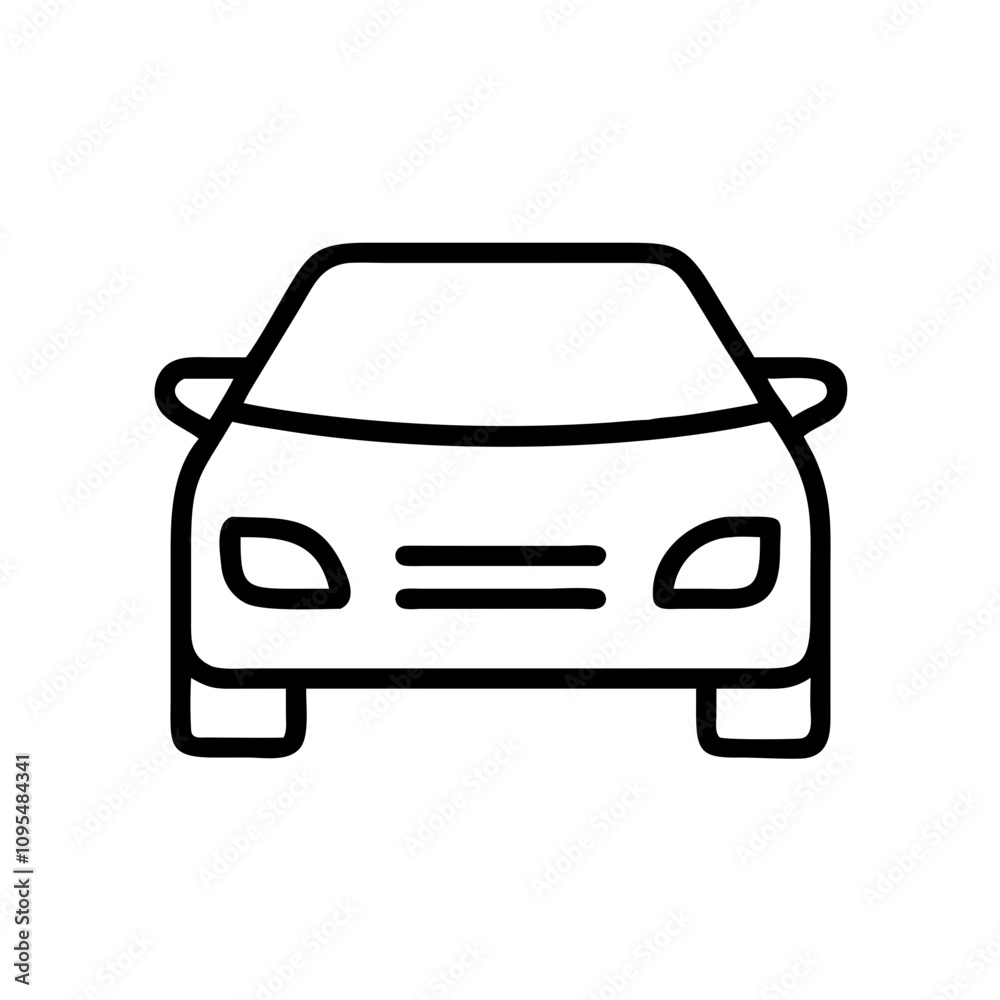 Car front icon in black outline design