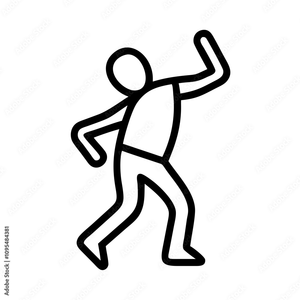 Dancing figure icon in minimalist outline Dancing figure icon in minimalist outline