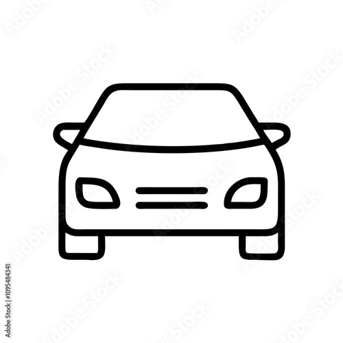 Obraz na płótnie Car front icon in black outline design w salonie