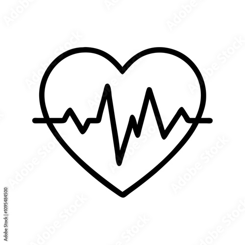 Heartbeat icon in line art style