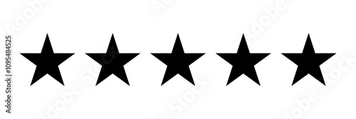 5 black stars. Five star vector icon