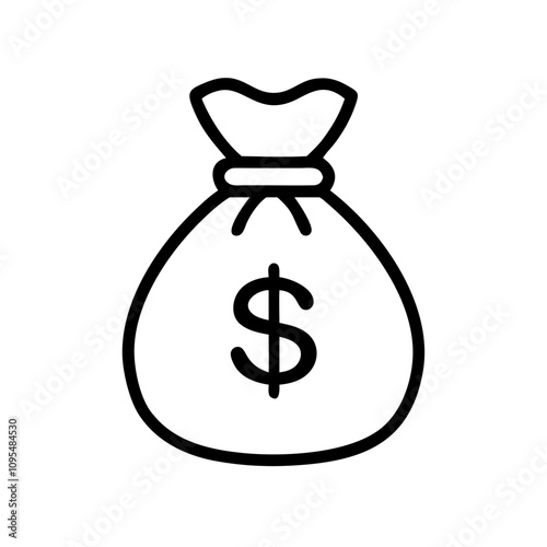 Money bag icon in line art