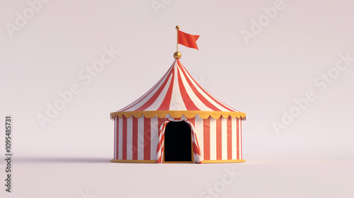 Red and White Striped Circus Tent Carnival Festival Show Event Fair Entertainment F