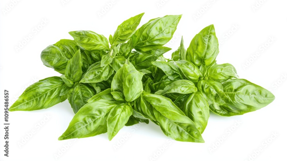 A bunch of fresh basil leaves with their fragrant aroma and vibrant green color, Each leaf's aromatic flavor and culinary versatility captured with precision A bunch of fresh basil leaves with their fragrant aroma and vibrant green color, Each leaf's aromatic flavor and culinary versatility captured with precision