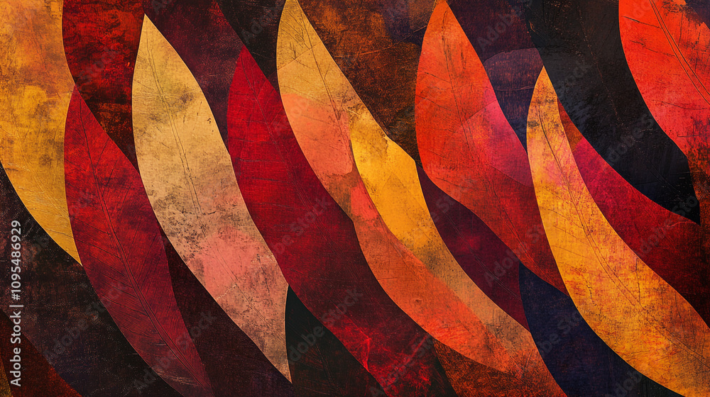 Fototapeta premium Autumnal Leaf Abstract Warm Red Orange Gold Fall Texture Design