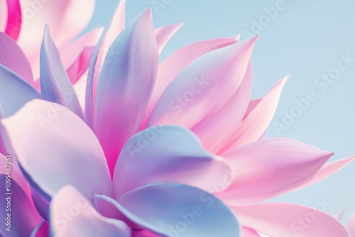 Beautiful close-up of pink and blue succulent petals against a soft pastel background, showcasing delicate textures and vibrant colors.