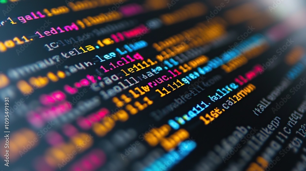 Abstract Colorful Code Lines, Software Development, Programming, Digital Technology, High-Tech Abstract Colorful Code Lines, Software Development, Programming, Digital Technology, High-Tech