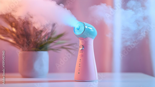 Pink and Blue Facial Steamer Illustration