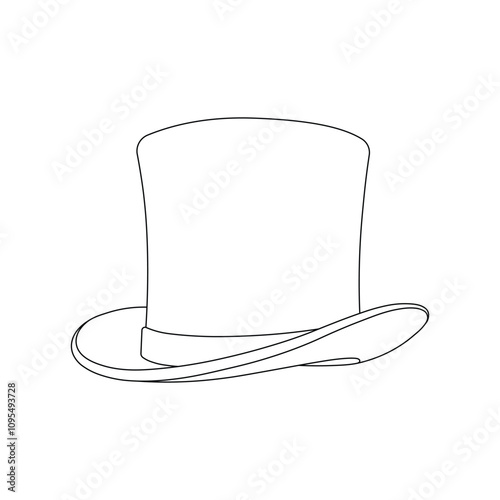 Hand drawn kids drawing top hat cartoon isolated